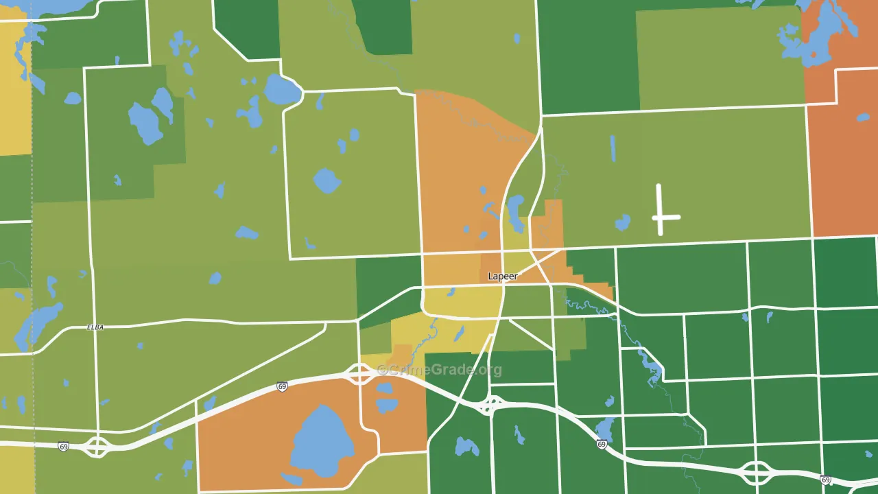 Lapeer, MI Map of Murder Rates