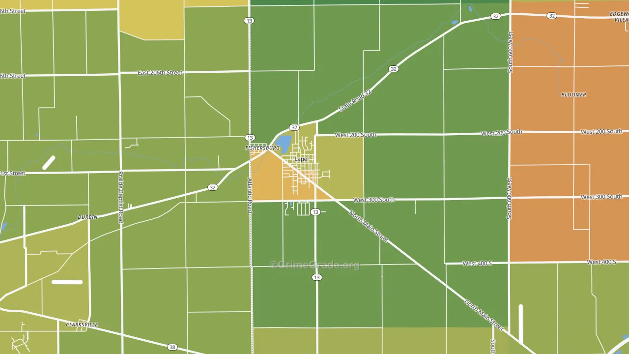 Lapel, IN Map of Murder Rates