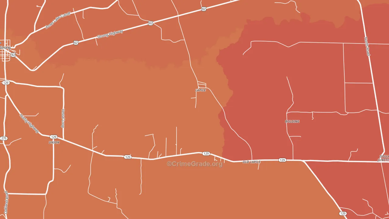 Lapile, AR Map of Murder Rates