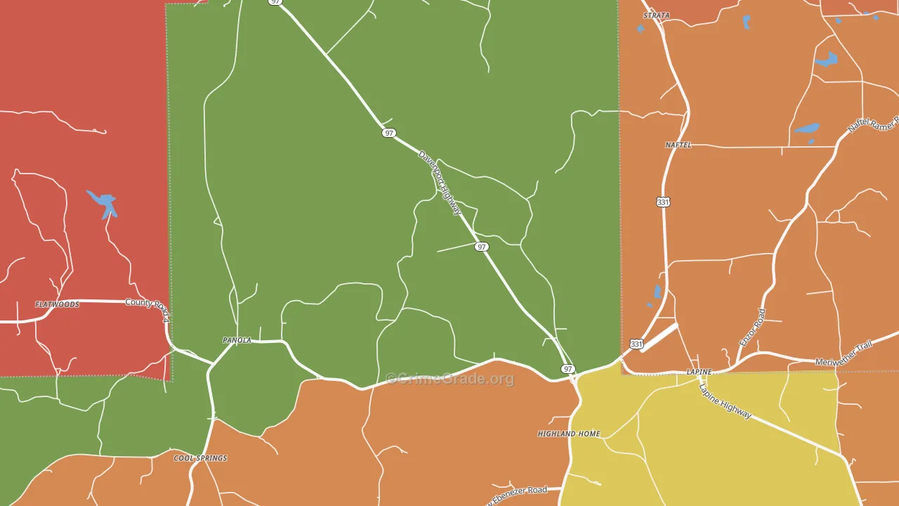 Lapine, AL Map of Murder Rates