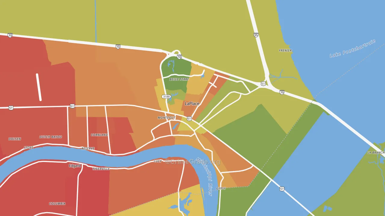 Laplace, LA Map of Murder Rates