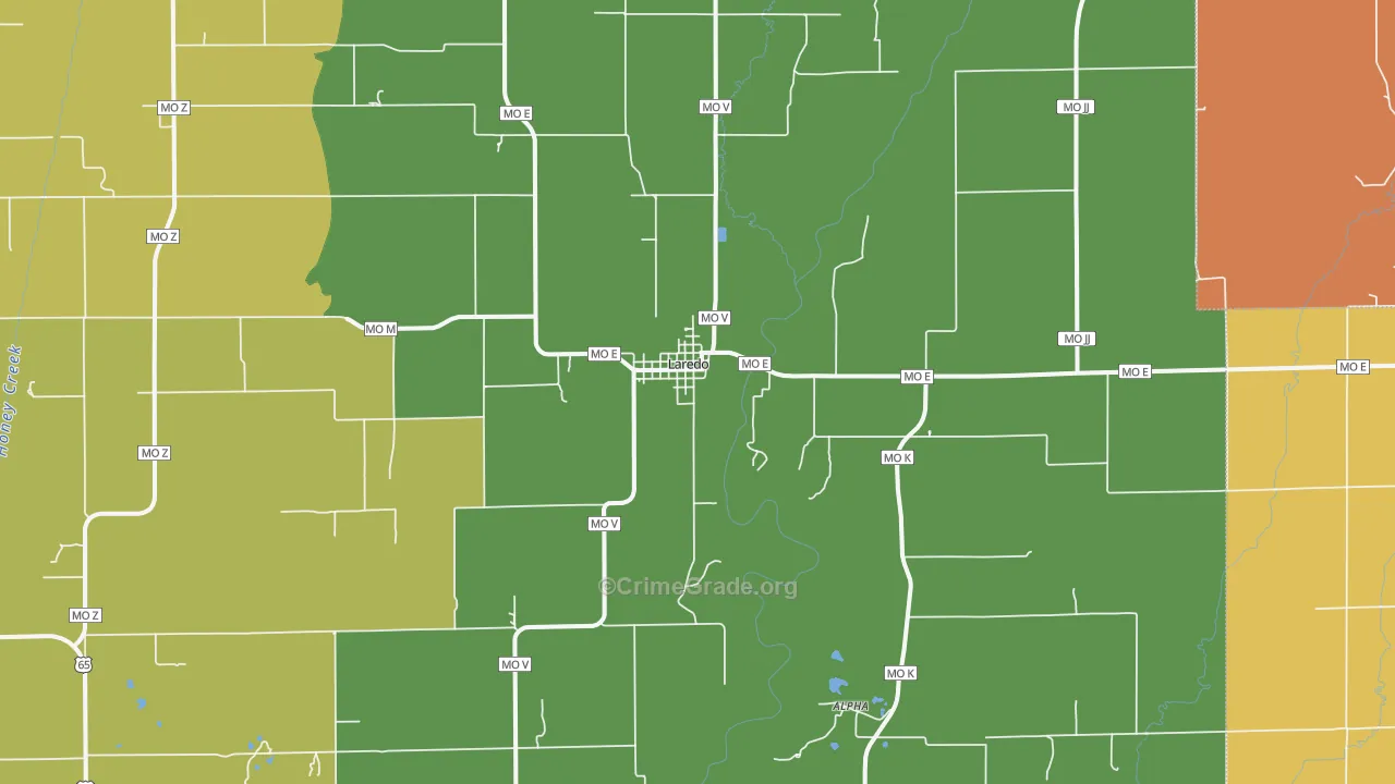Laredo, MO Map of Murder Rates