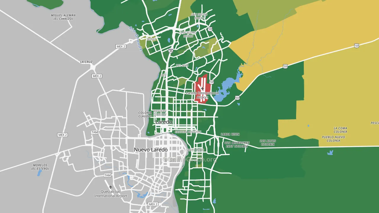 Laredo, TX Map of Murder Rates