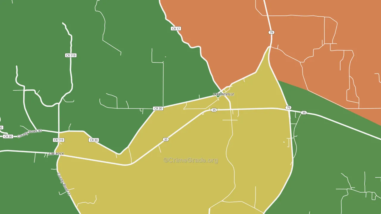 Larkinsville, AL Map of Murder Rates