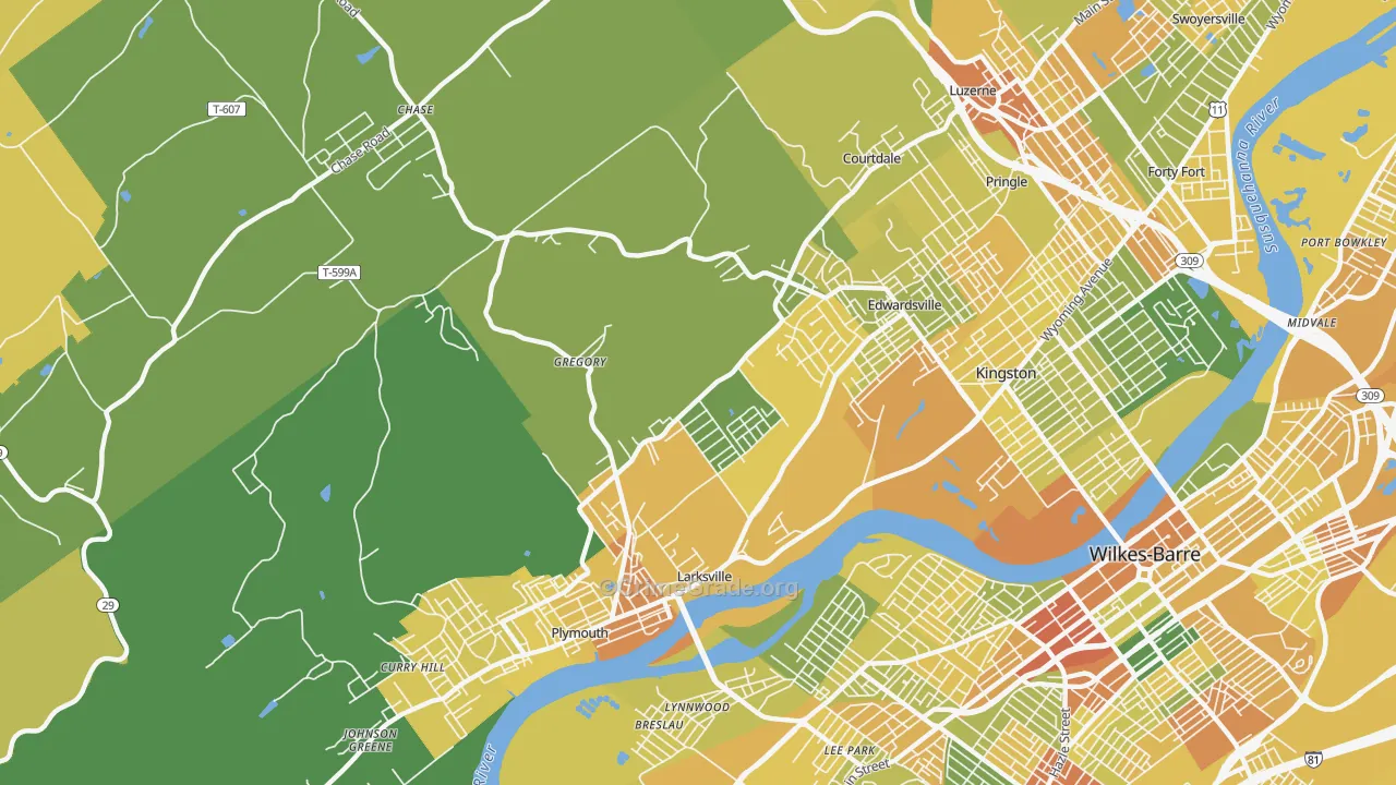 Larksville, PA Map of Murder Rates