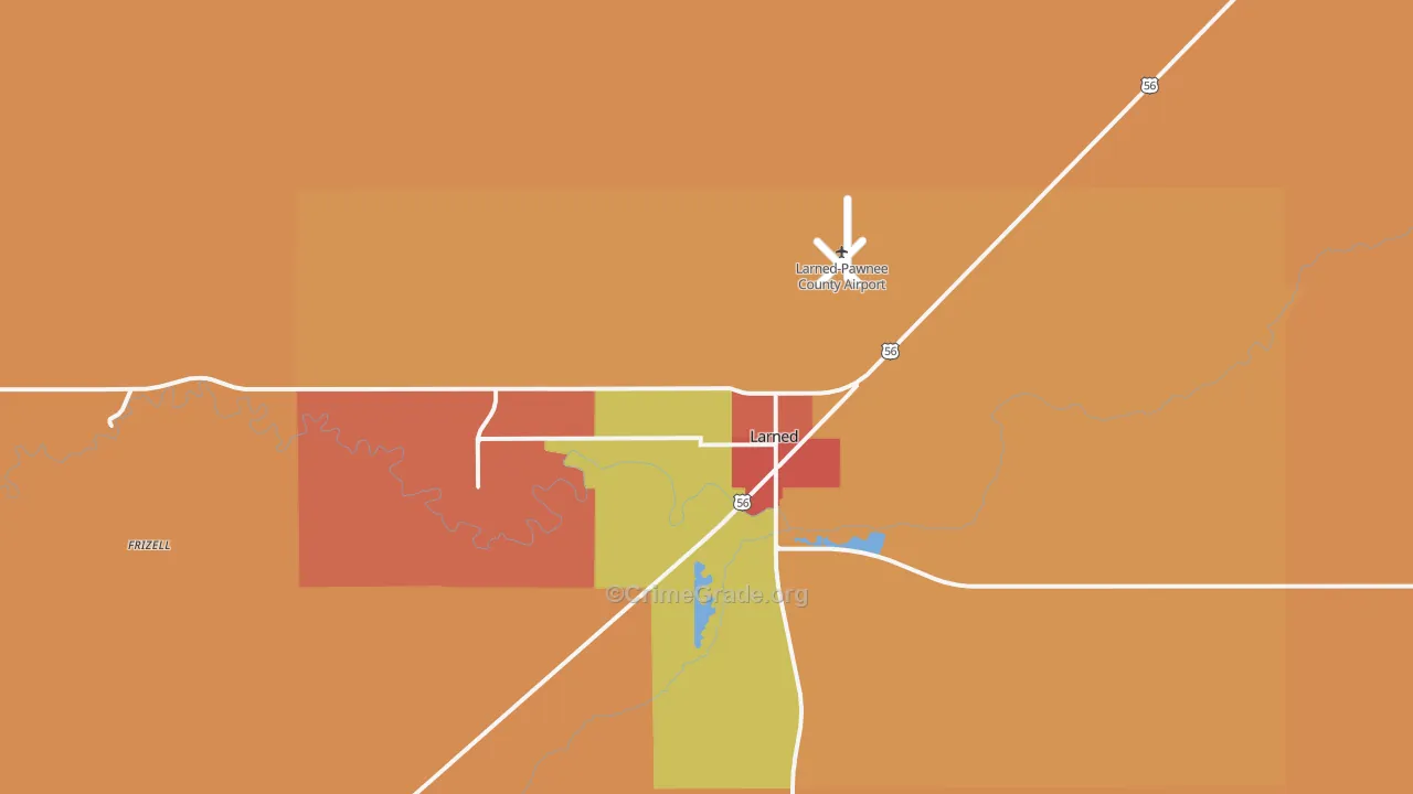 Larned, KS Map of Murder Rates