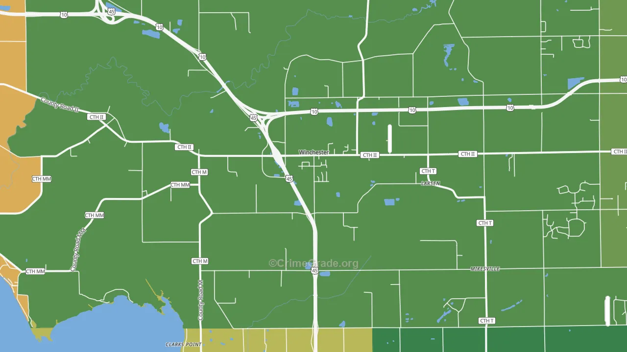 Larsen, WI Map of Murder Rates