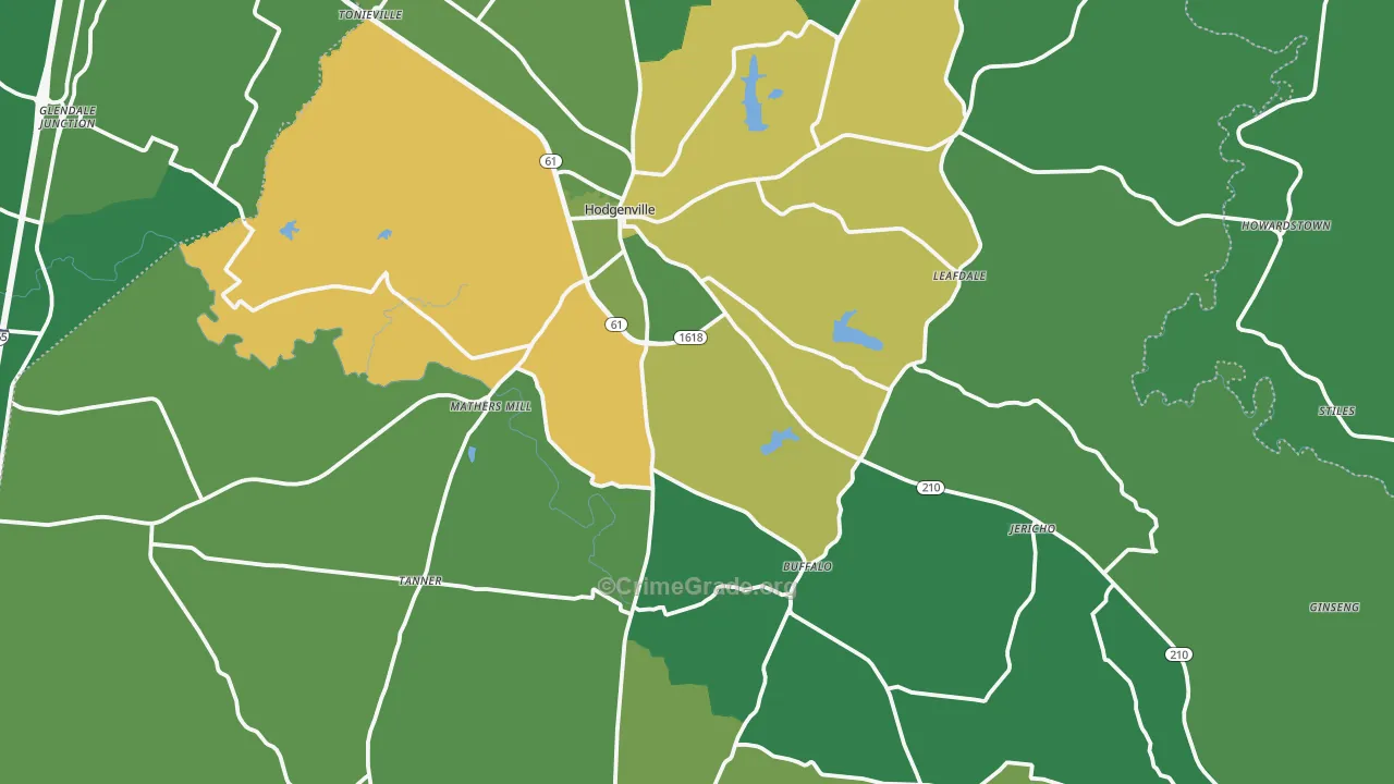 Larue County, KY Map of Murder Rates