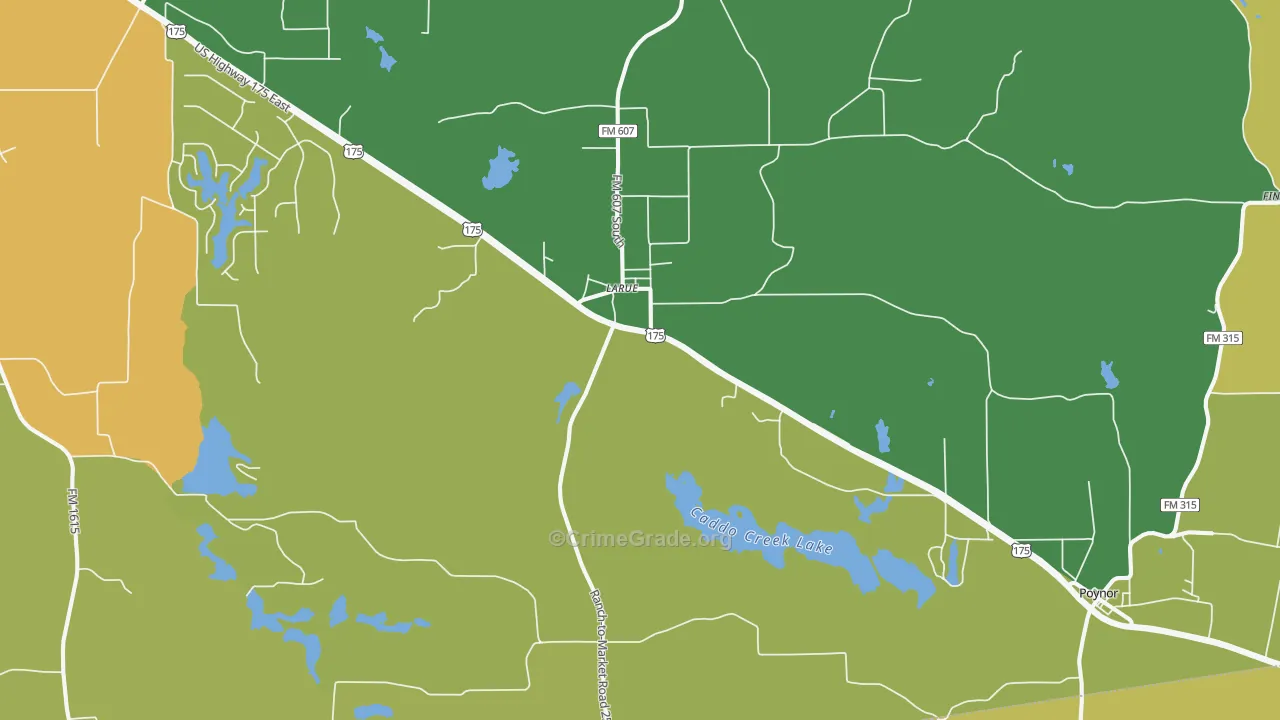 Larue, TX Map of Murder Rates