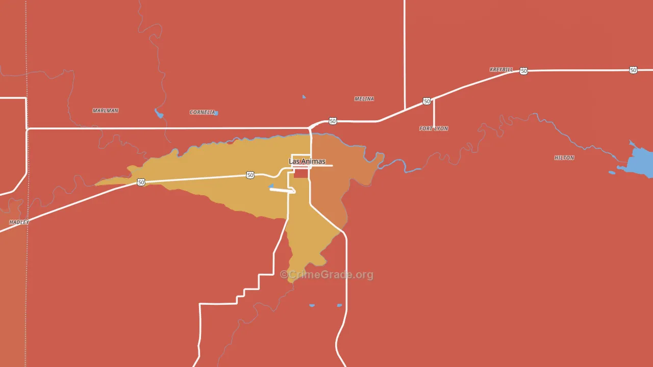 Las Animas, CO Map of Murder Rates