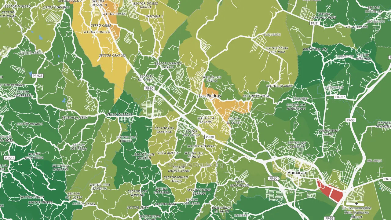 Las Piedras, PR Map of Murder Rates