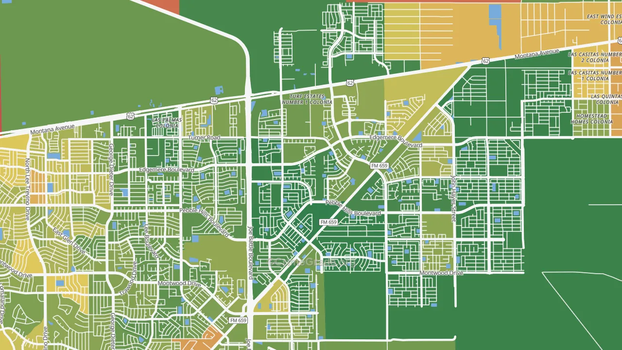 Las Tierras, El Paso, TX Map of Murder Rates