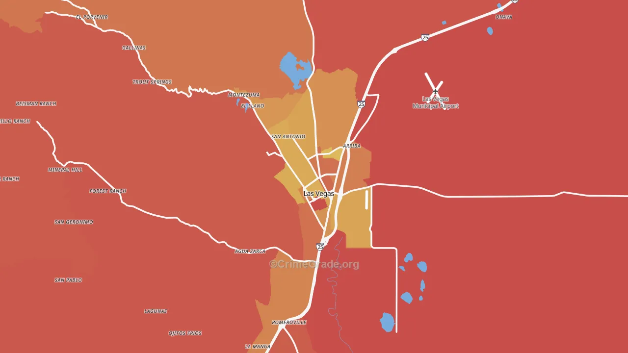 Las Vegas, NM Map of Murder Rates