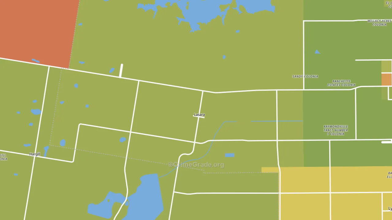 Lasara, TX Map of Murder Rates