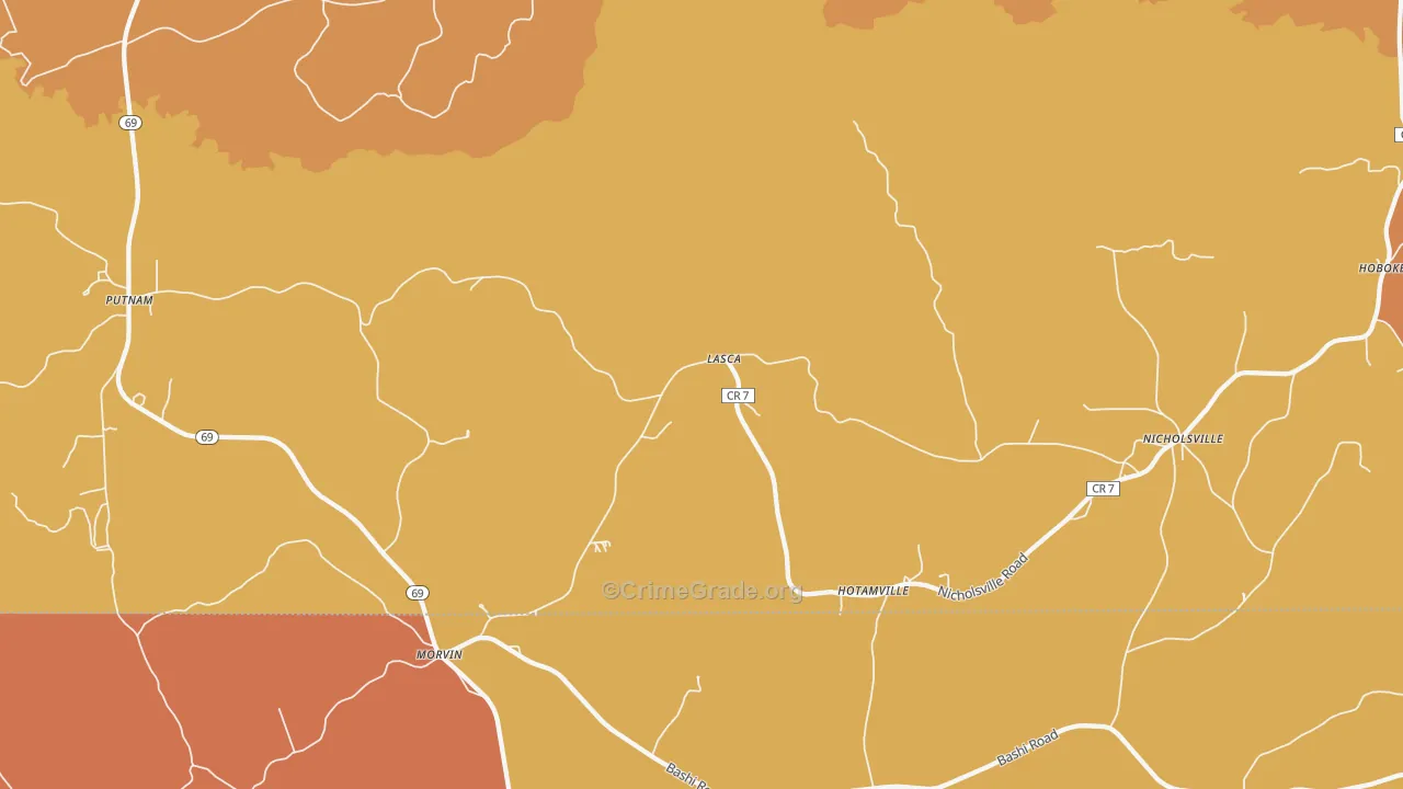 Lasca, AL Map of Murder Rates