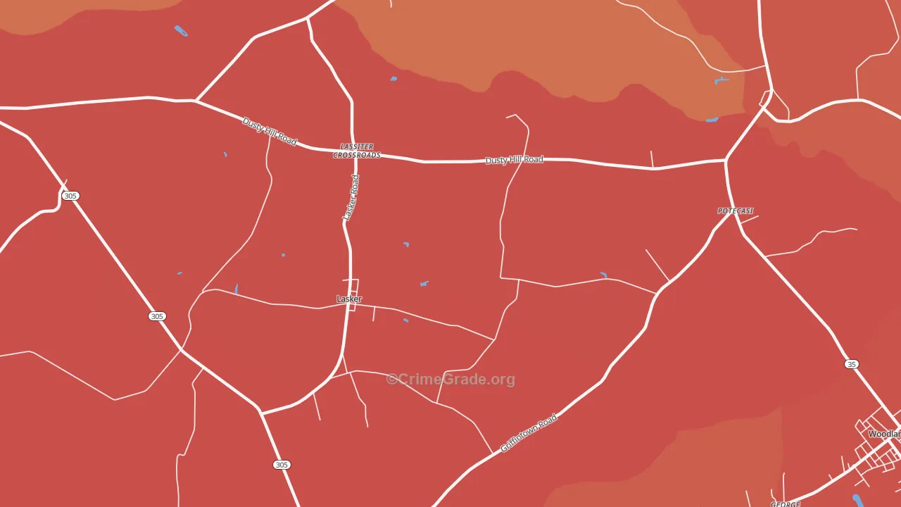 Lasker, NC Map of Murder Rates