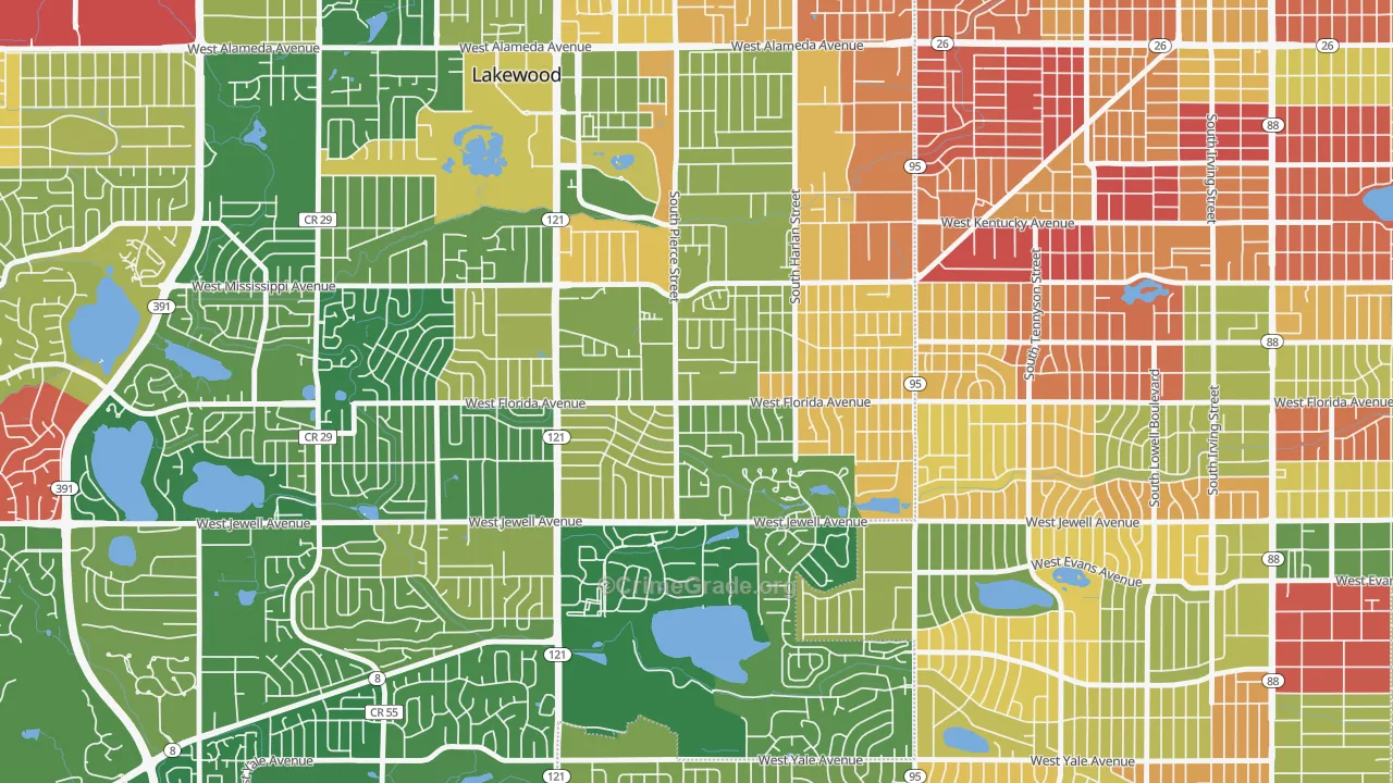 Lasley, Lakewood, CO Map of Murder Rates