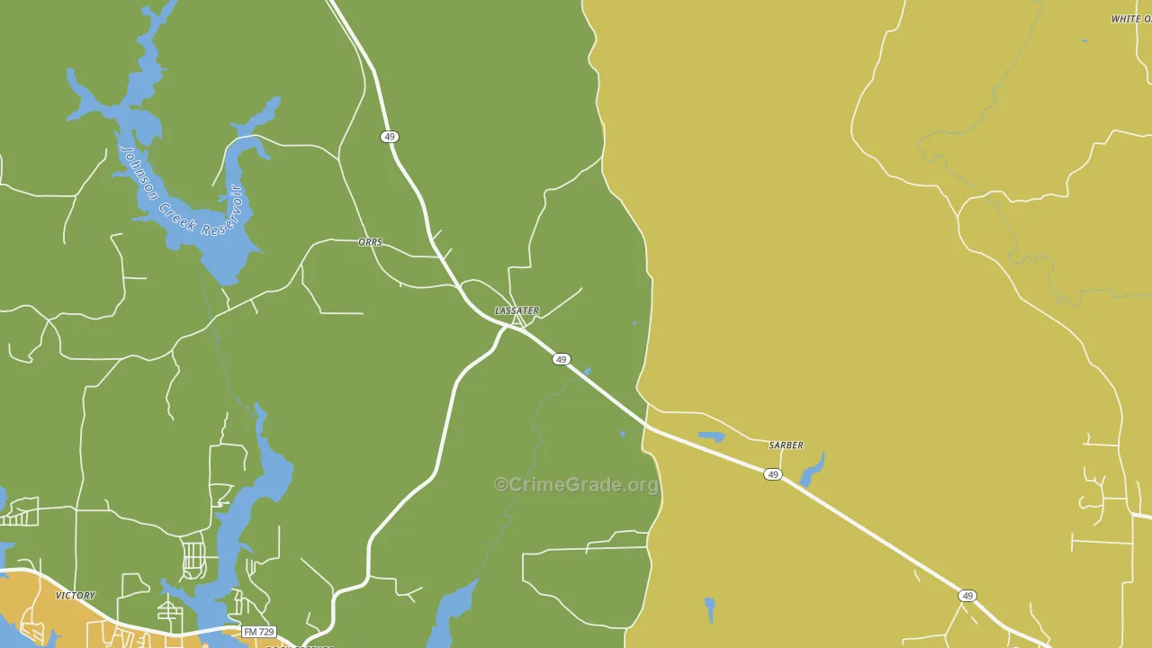 Lassater, TX Map of Murder Rates