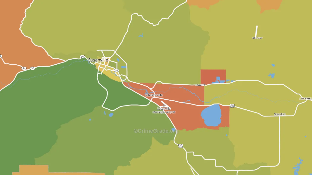 Lassen County, CA Map of Murder Rates