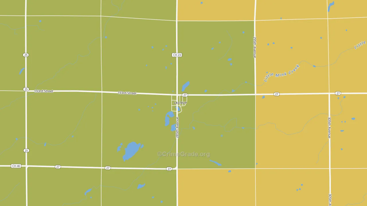 Lastrup, MN Map of Murder Rates