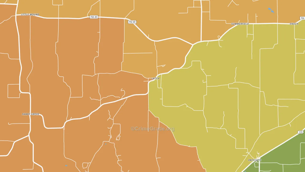 Latch, TX Map of Murder Rates