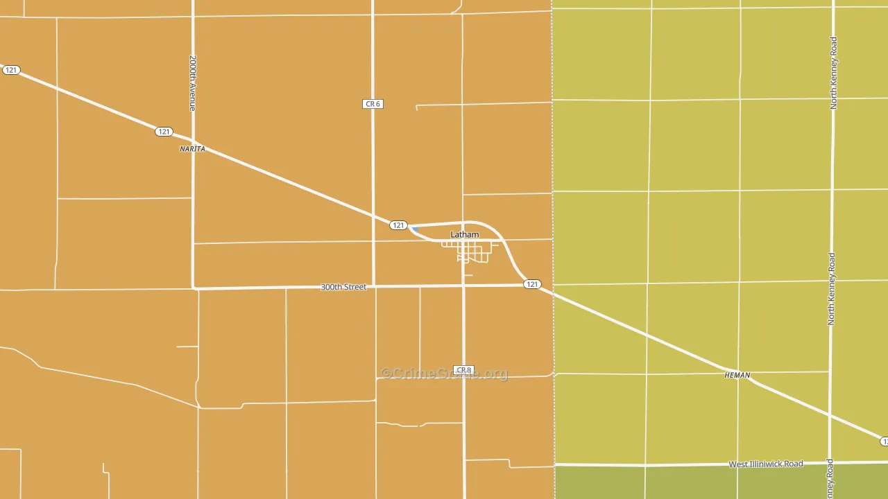 Latham, IL Map of Murder Rates