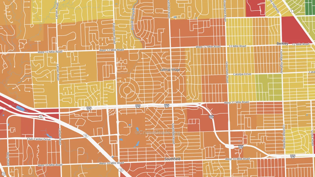 Lathrup Village, MI Map of Murder Rates