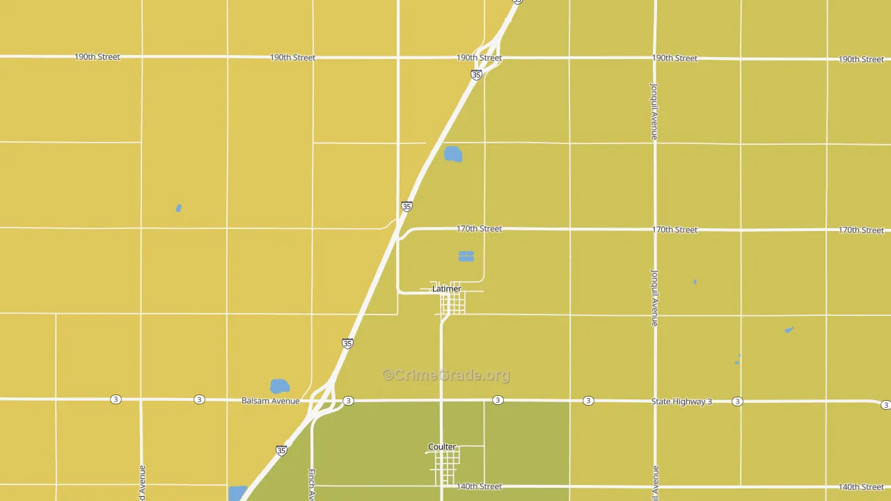 Latimer, IA Map of Murder Rates