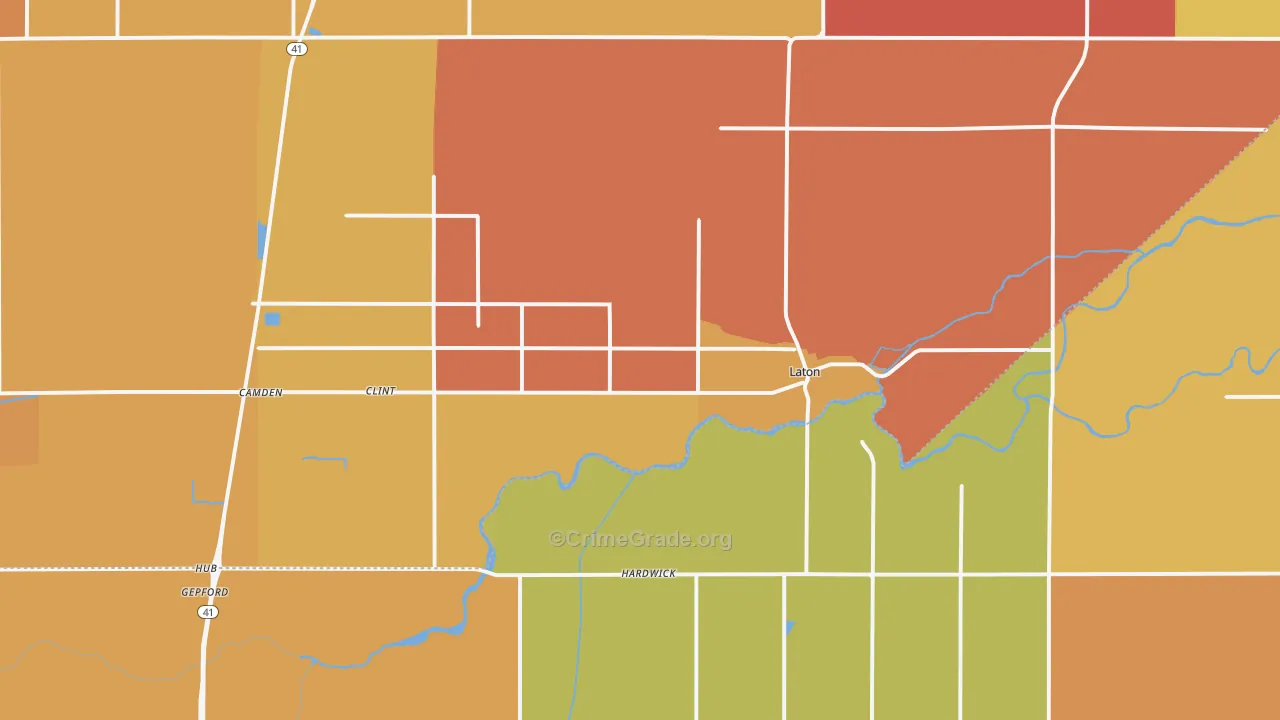 Laton, CA Map of Murder Rates
