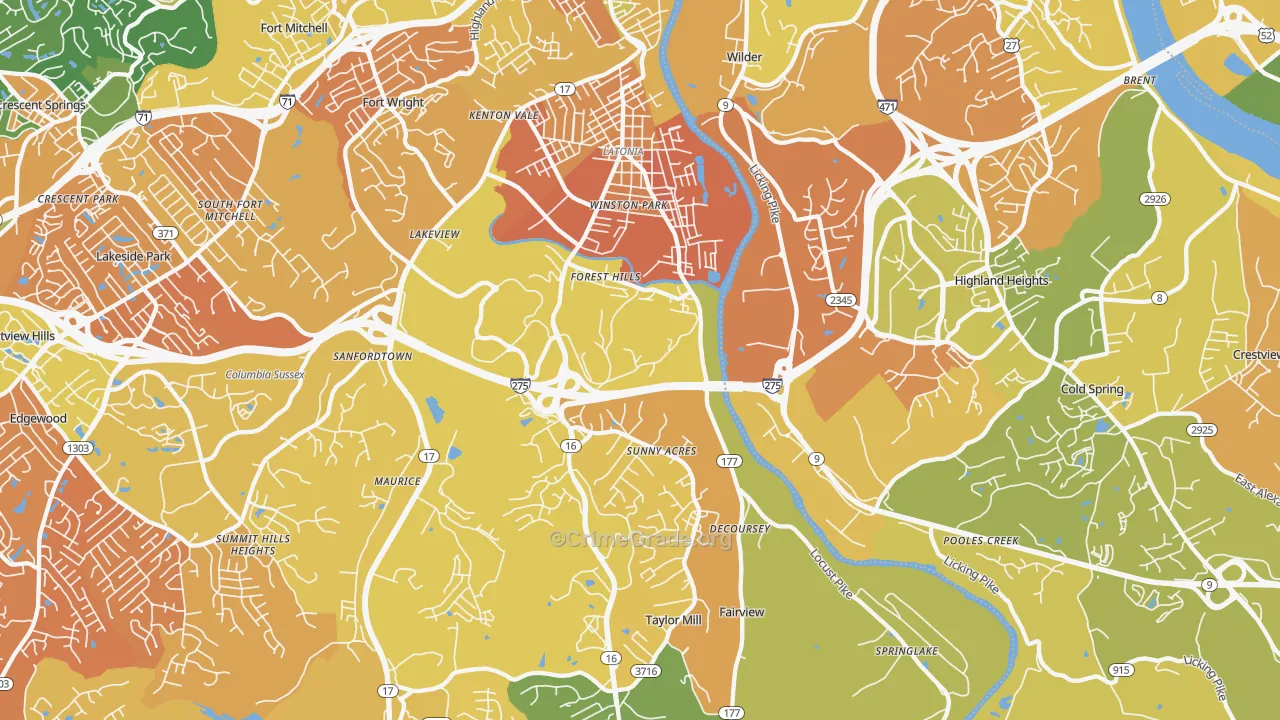 Latonia, KY Map of Murder Rates