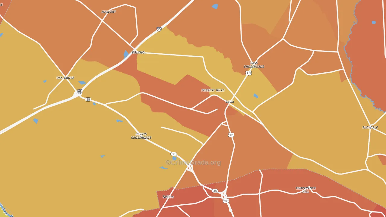 Latta, SC Map of Murder Rates