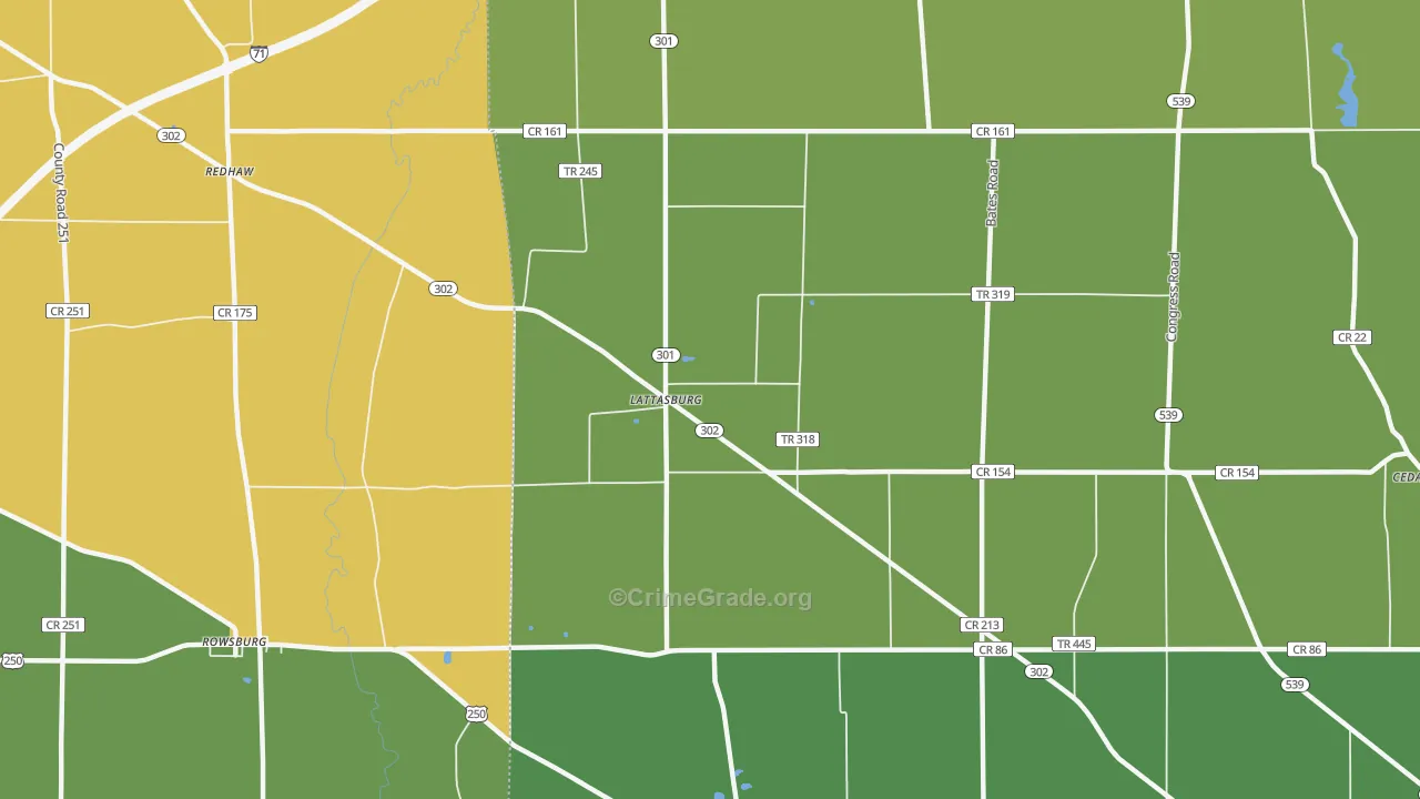 Lattasburg, OH Map of Murder Rates