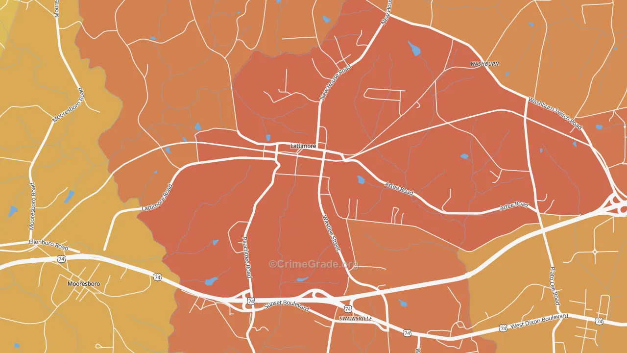 Lattimore, NC Map of Murder Rates