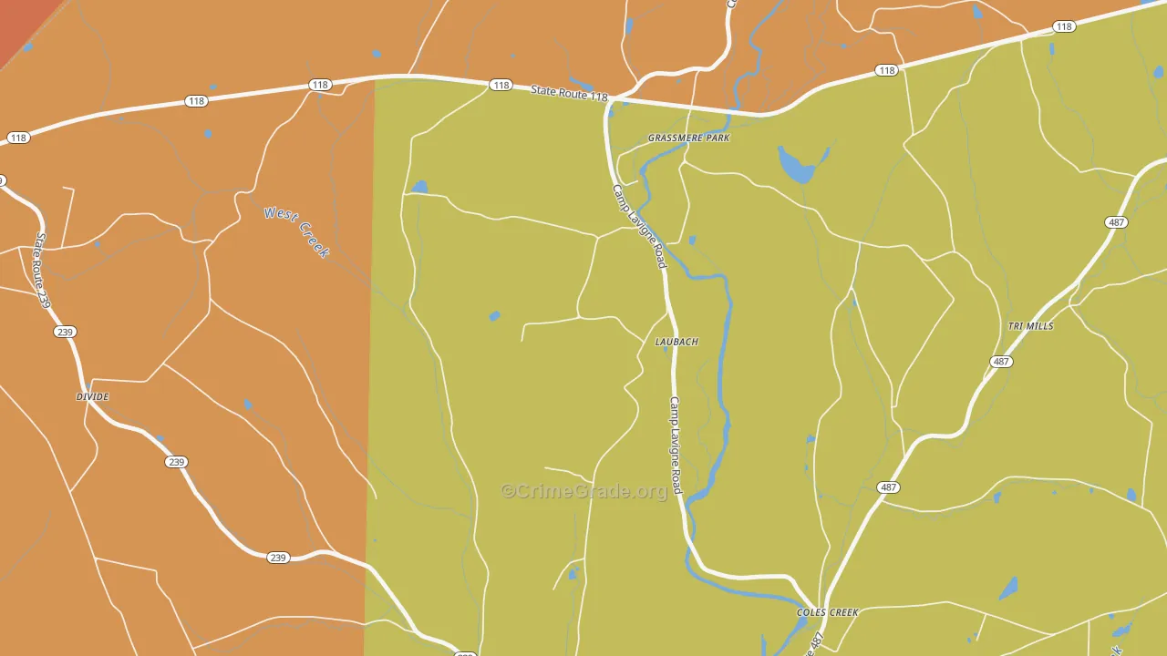 Laubachs, PA Map of Murder Rates