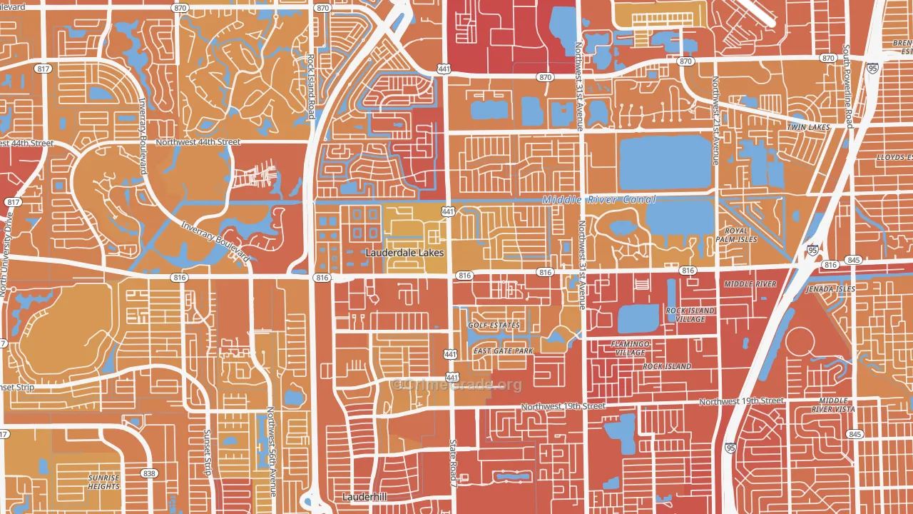 Lauderdale Lakes, FL Map of Murder Rates