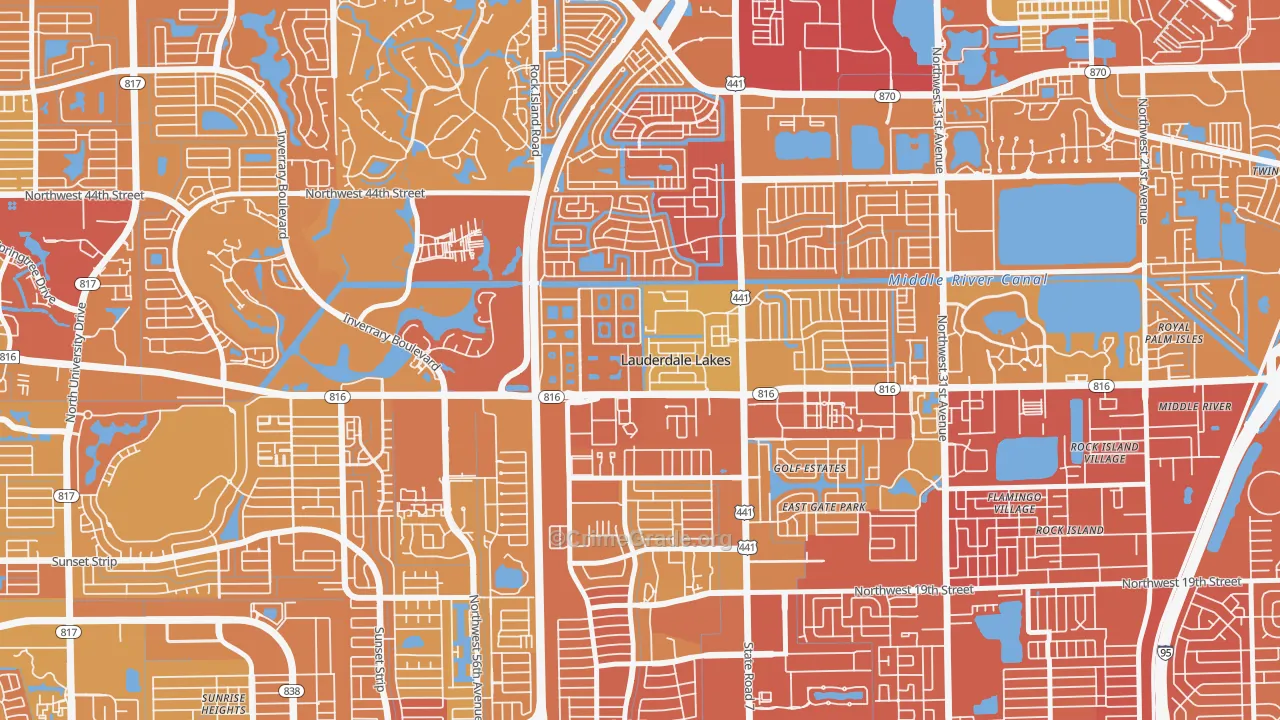 Lauderdale Lakes West Gate, Lauderdale Lakes, FL Map of Murder Rates