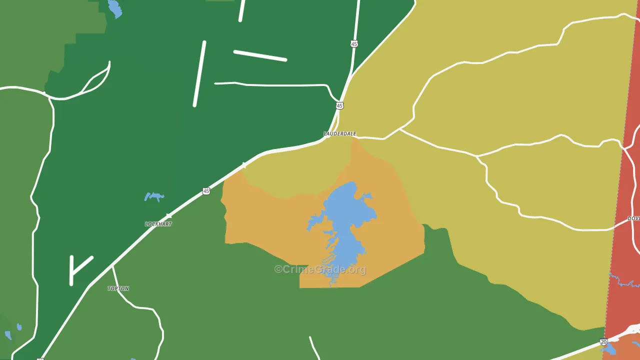 Lauderdale, MS Map of Murder Rates