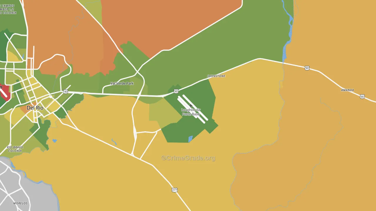Laughlin A F B, TX Map of Murder Rates