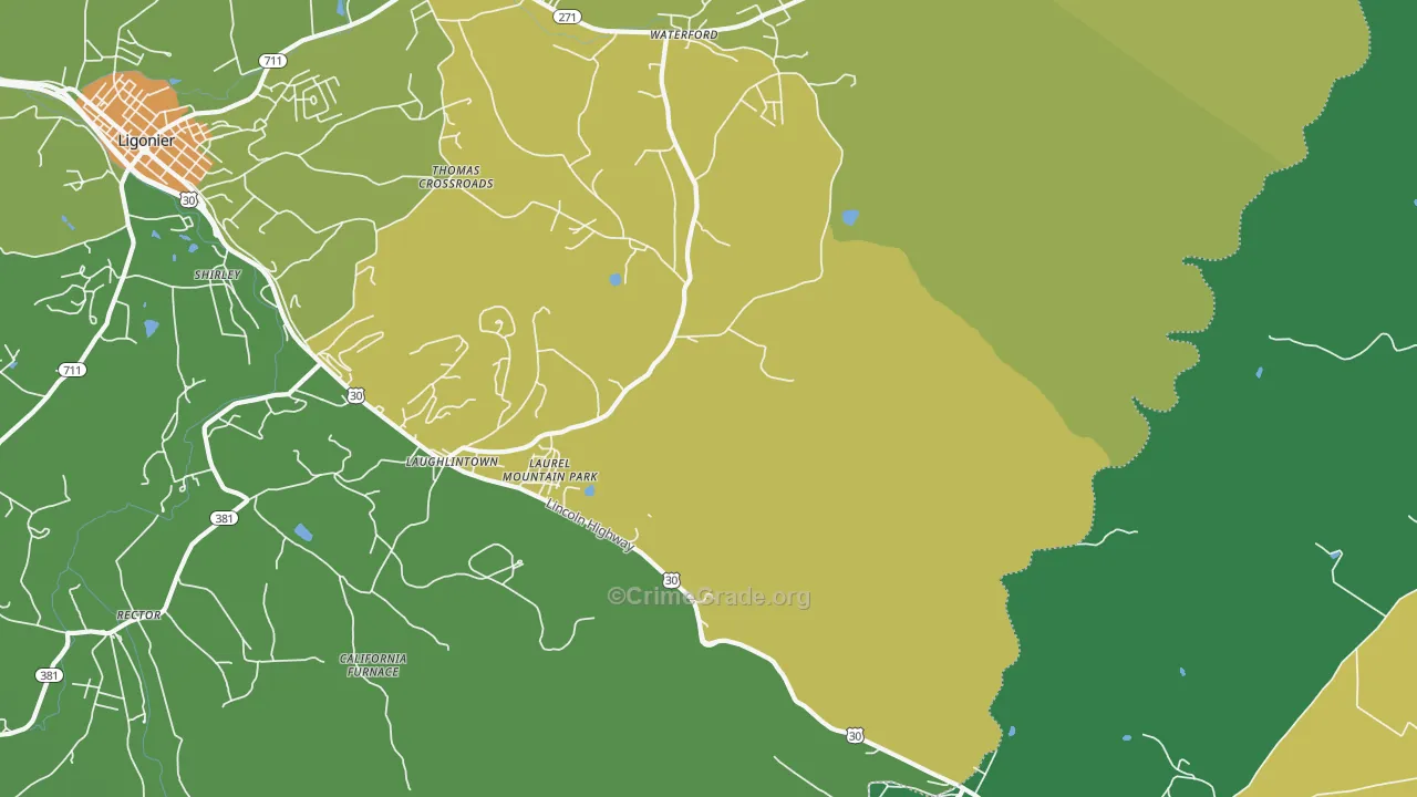 Laughlintown, PA Map of Murder Rates
