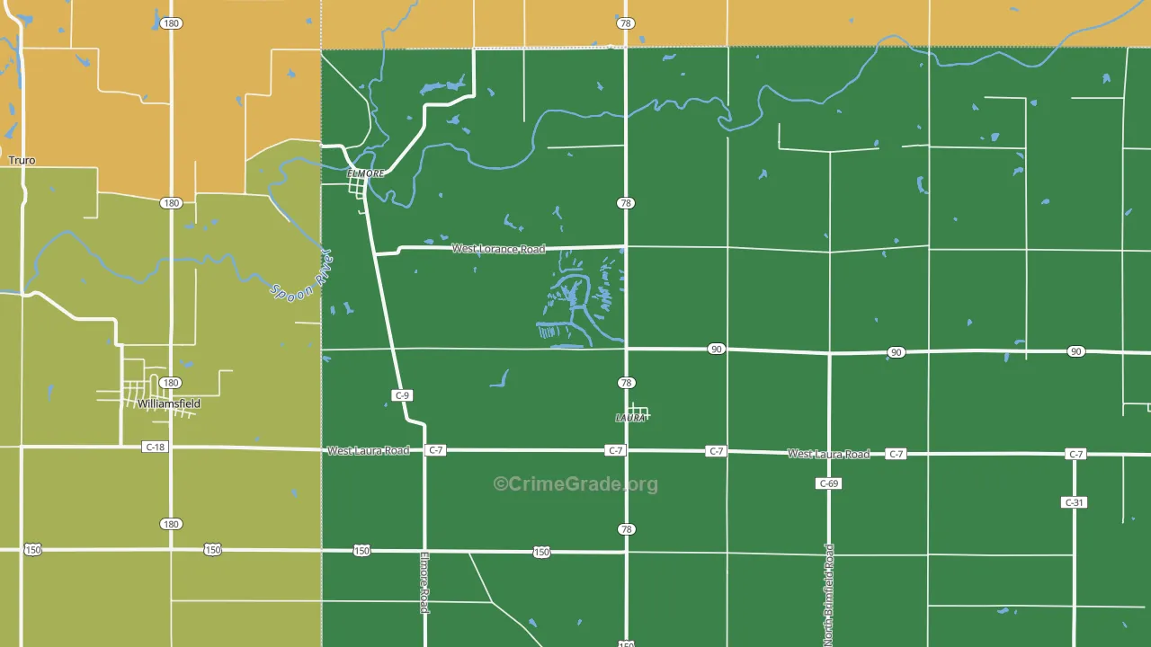 Laura, IL Map of Murder Rates