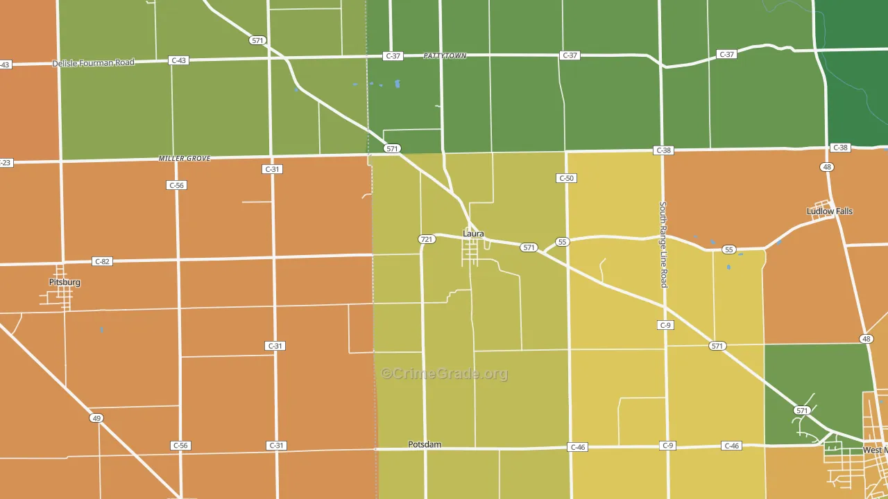 Laura, OH Map of Murder Rates