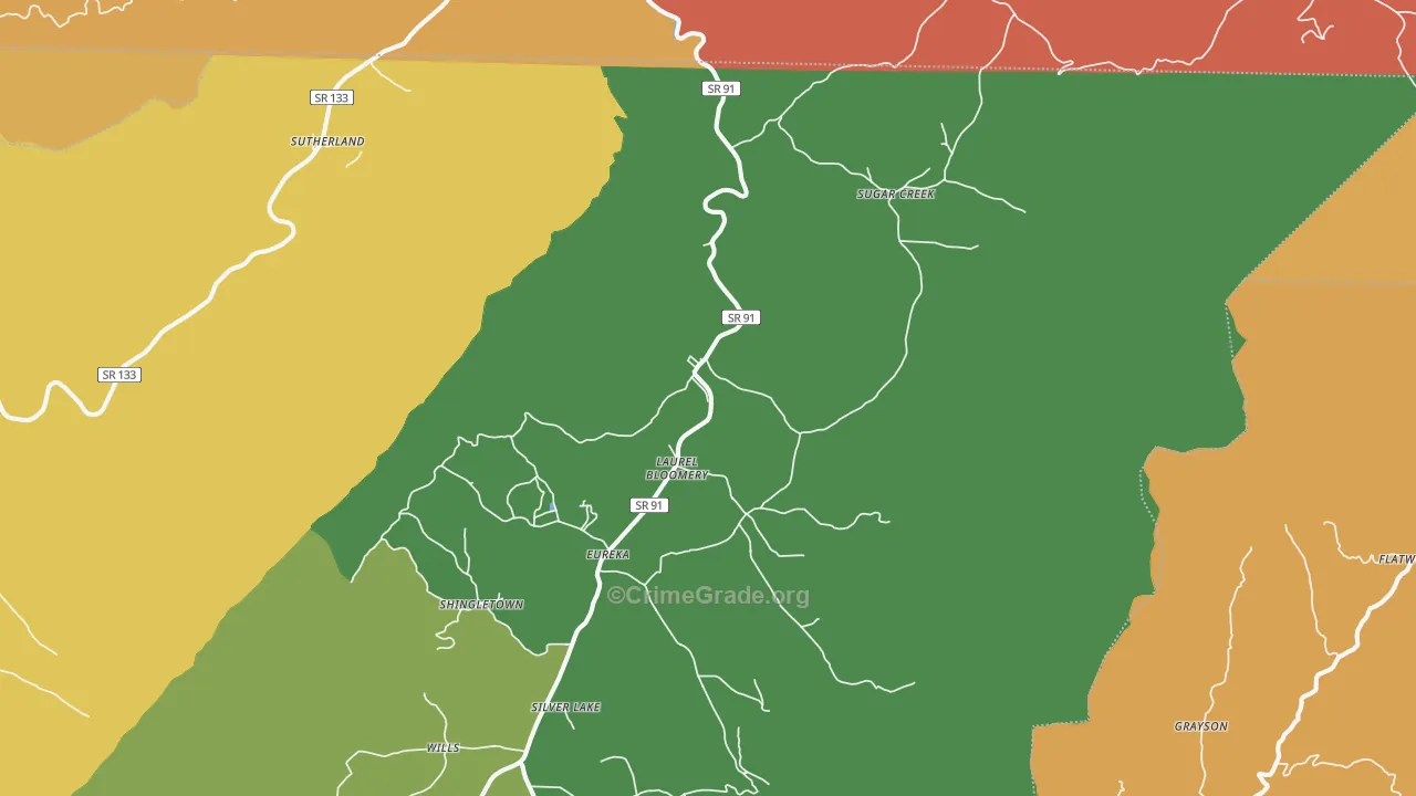 Laurel Bloomery, TN Map of Murder Rates