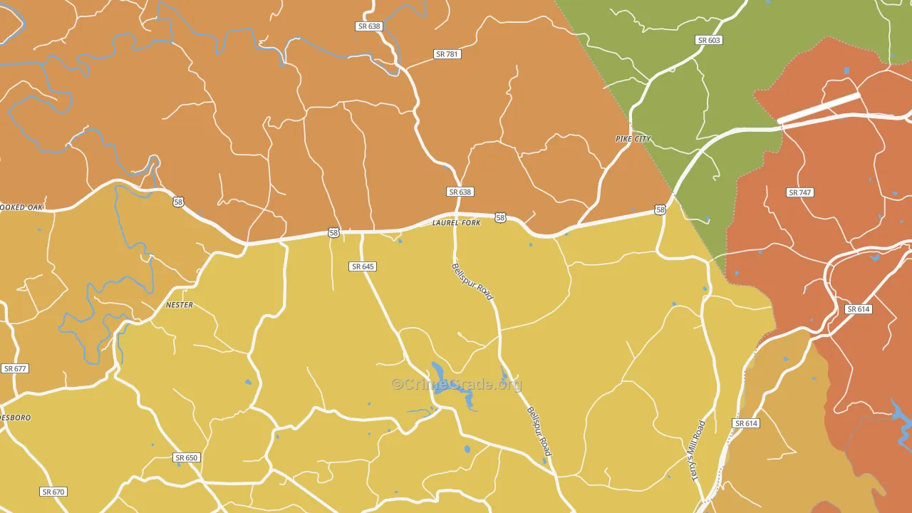 Laurel Fork, VA Map of Murder Rates