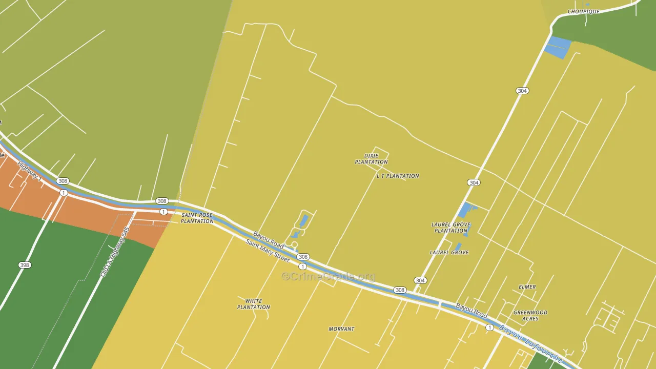 Laurel Grove, LA Map of Murder Rates