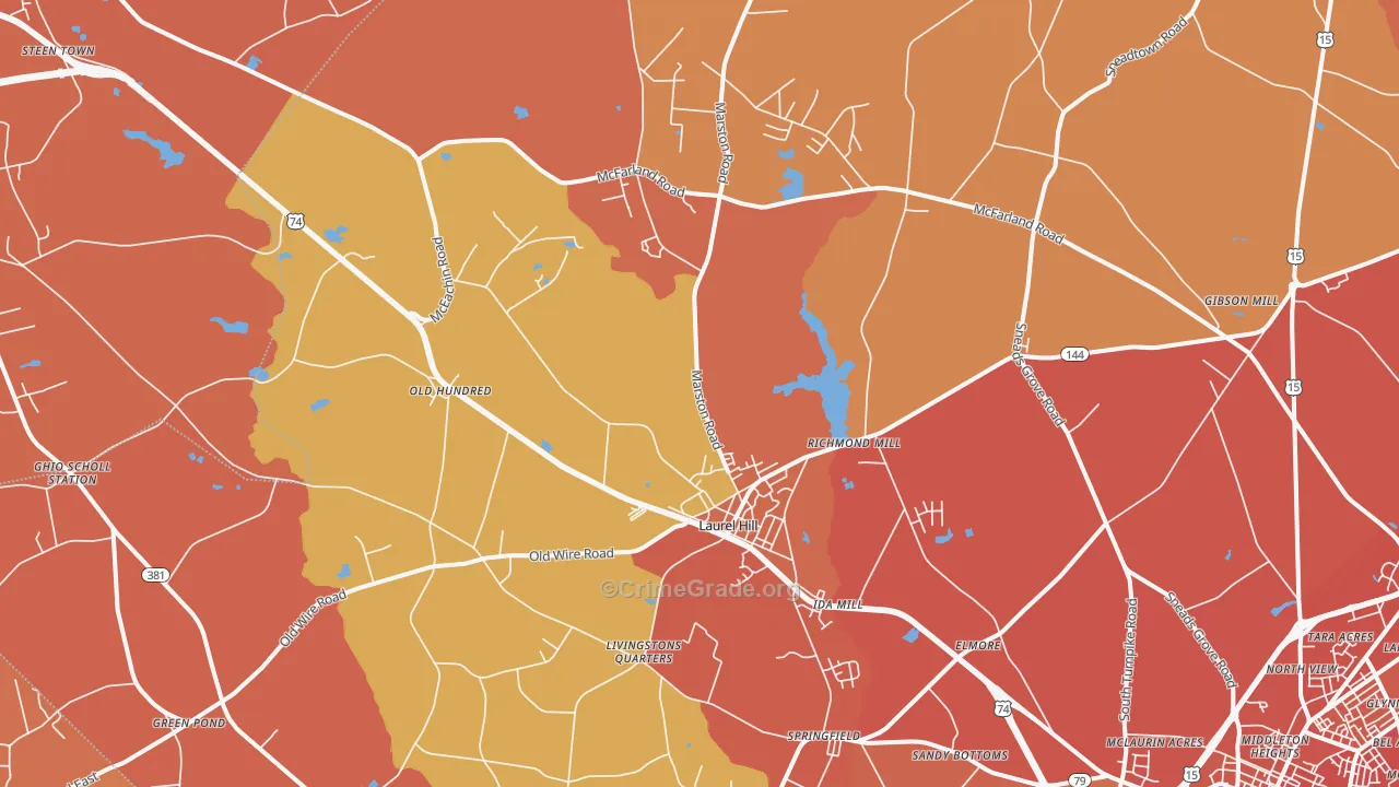 Laurel Hill, NC Map of Murder Rates