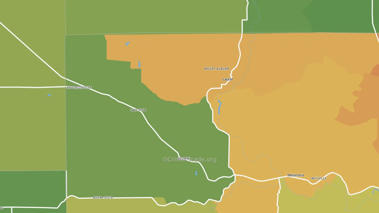 Laurel, IN Map of Murder Rates
