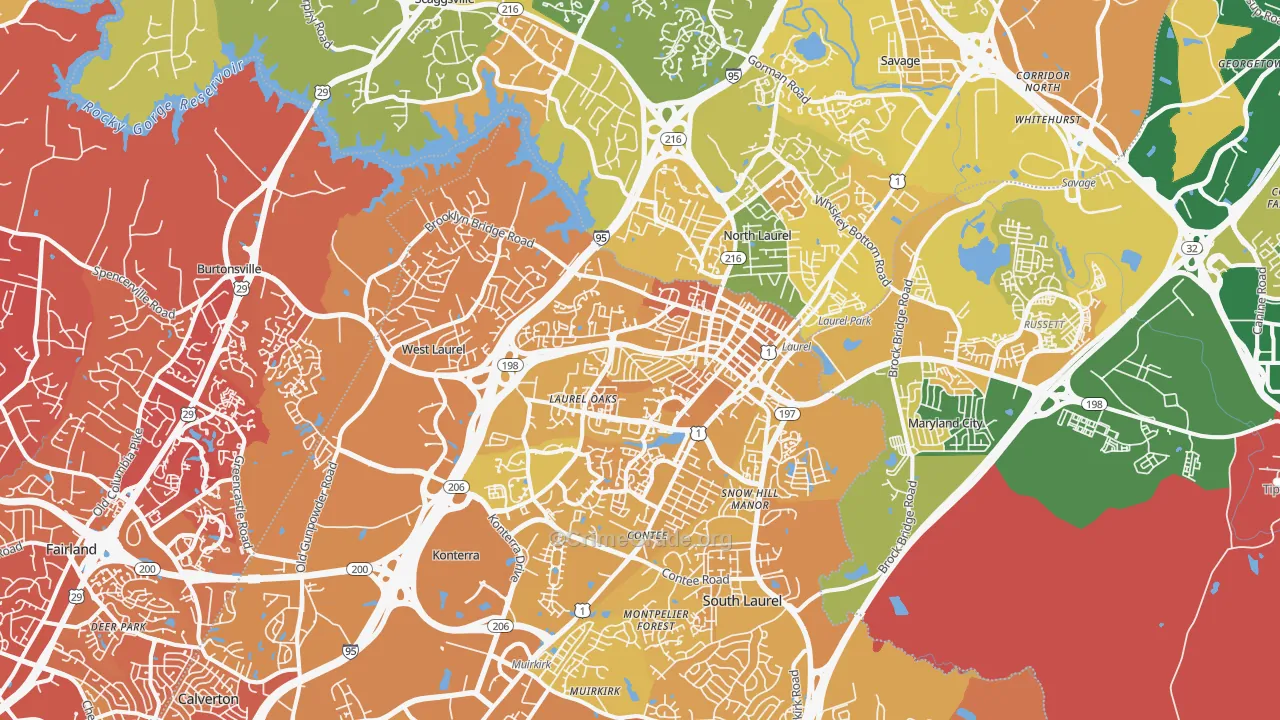 Laurel, MD Map of Murder Rates