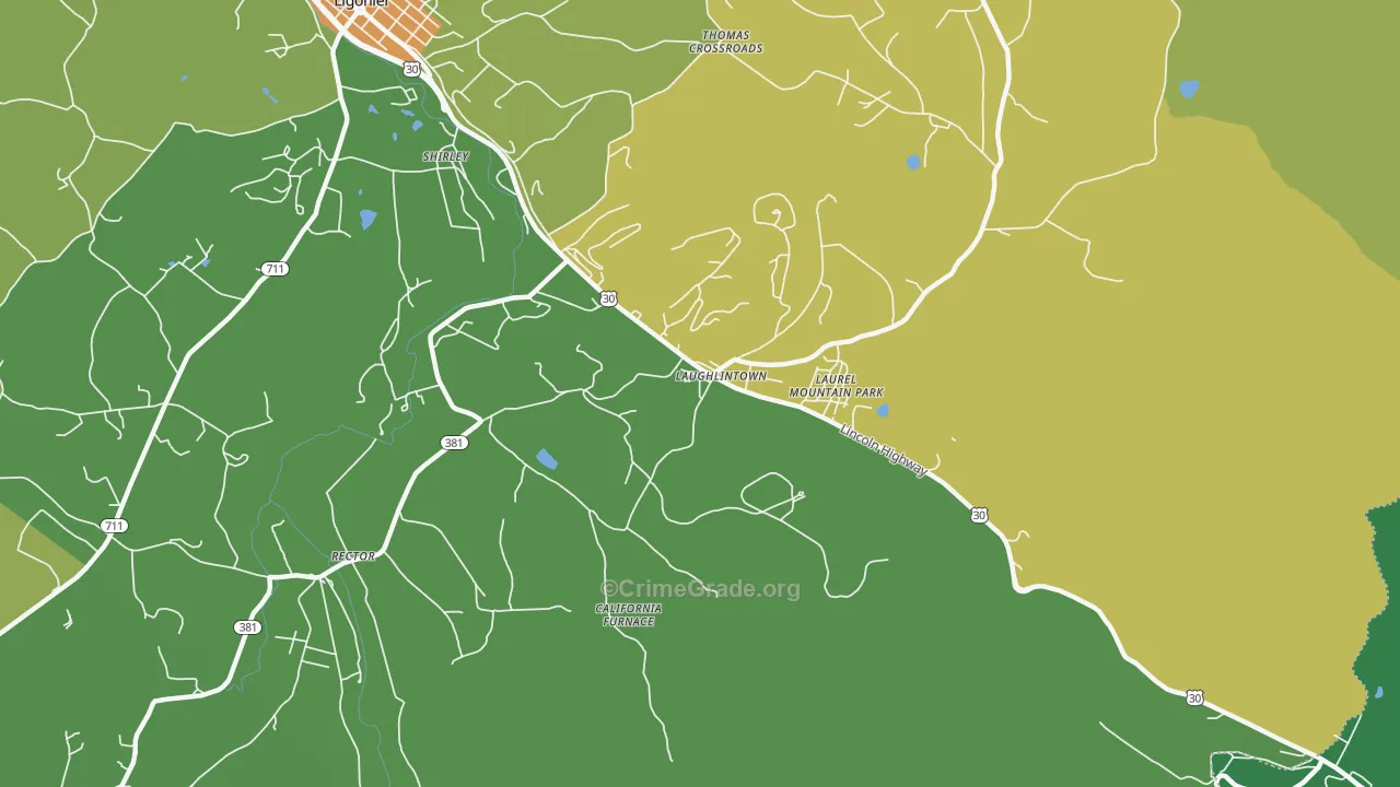 Laurel Mountain, PA Map of Murder Rates