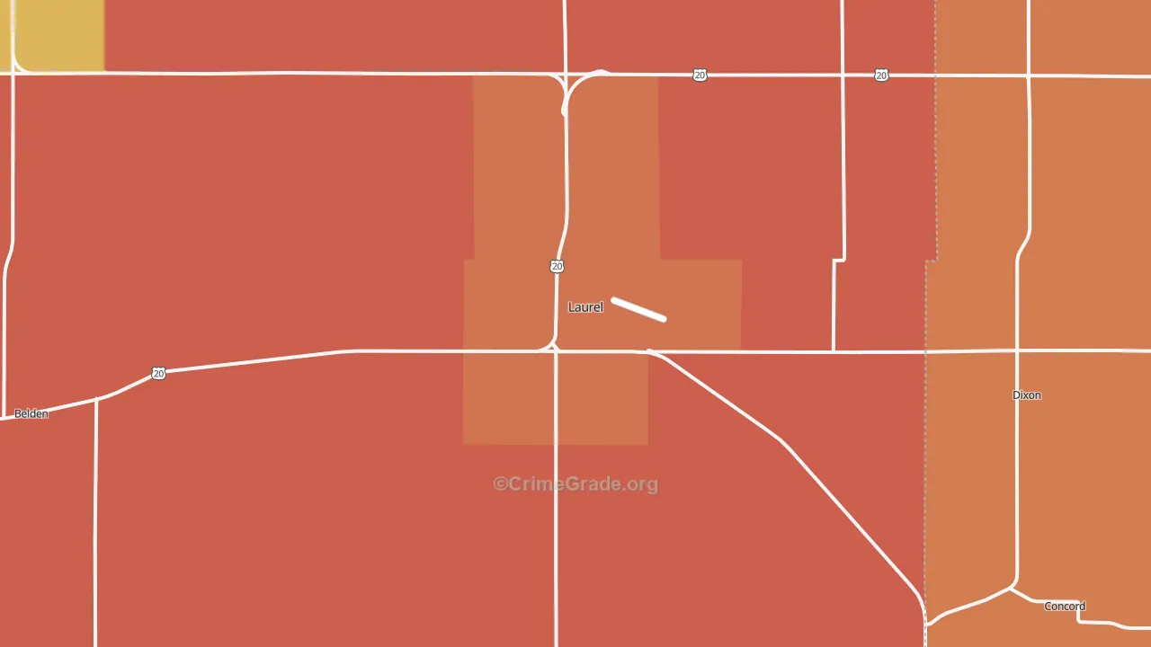 Laurel, NE Map of Murder Rates