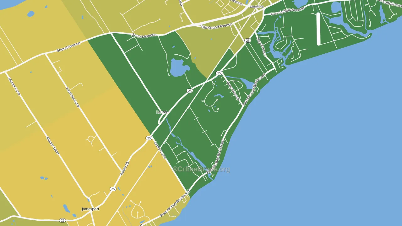 Laurel, NY Map of Murder Rates